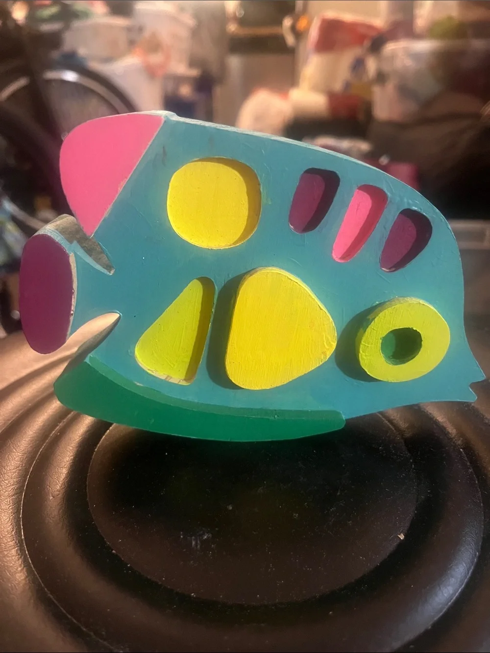 Colorful Blue & Pink Decorative Fish decoration - Wooden 3D Fish 399